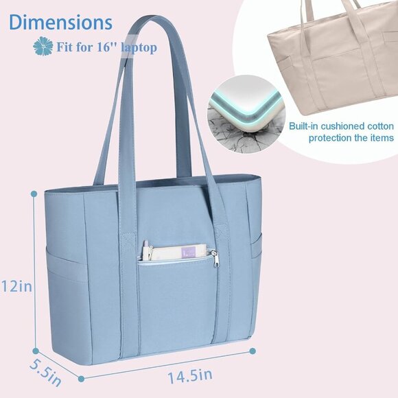 Women Tote Bag Cotton Large Capacity Water-Resistant Multi-Pocket Travel - Picture 5 of 6